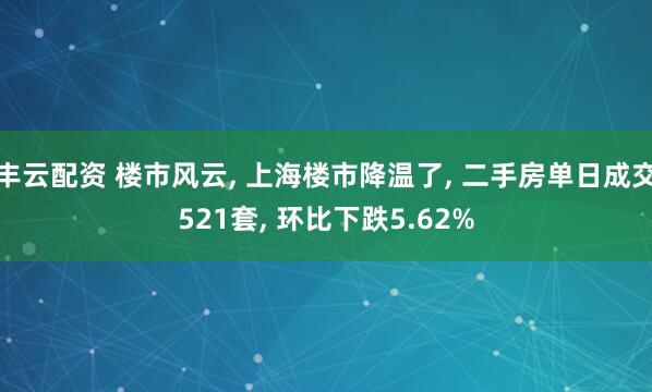 丰云配资 楼市风云, 上海楼市降温了, 二手房单日成交521套, 环比下跌5.62%